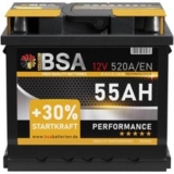 Zuverlässige BSA Autobatterie 55Ah 12V